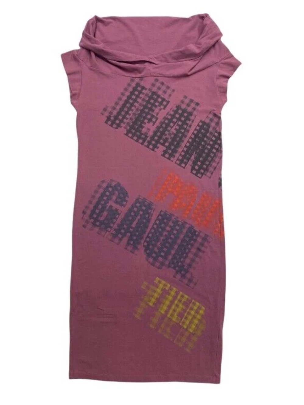Jean Paul Gaultier Graphic Roll-Neck Off Shoulder Dress